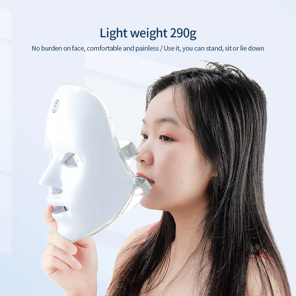 7 Colors Led Facial Mask With Neck Red Light Therapy Mask For Skin Tightening Lifting Anti-aging Bio-Light Beauty Whitening Home